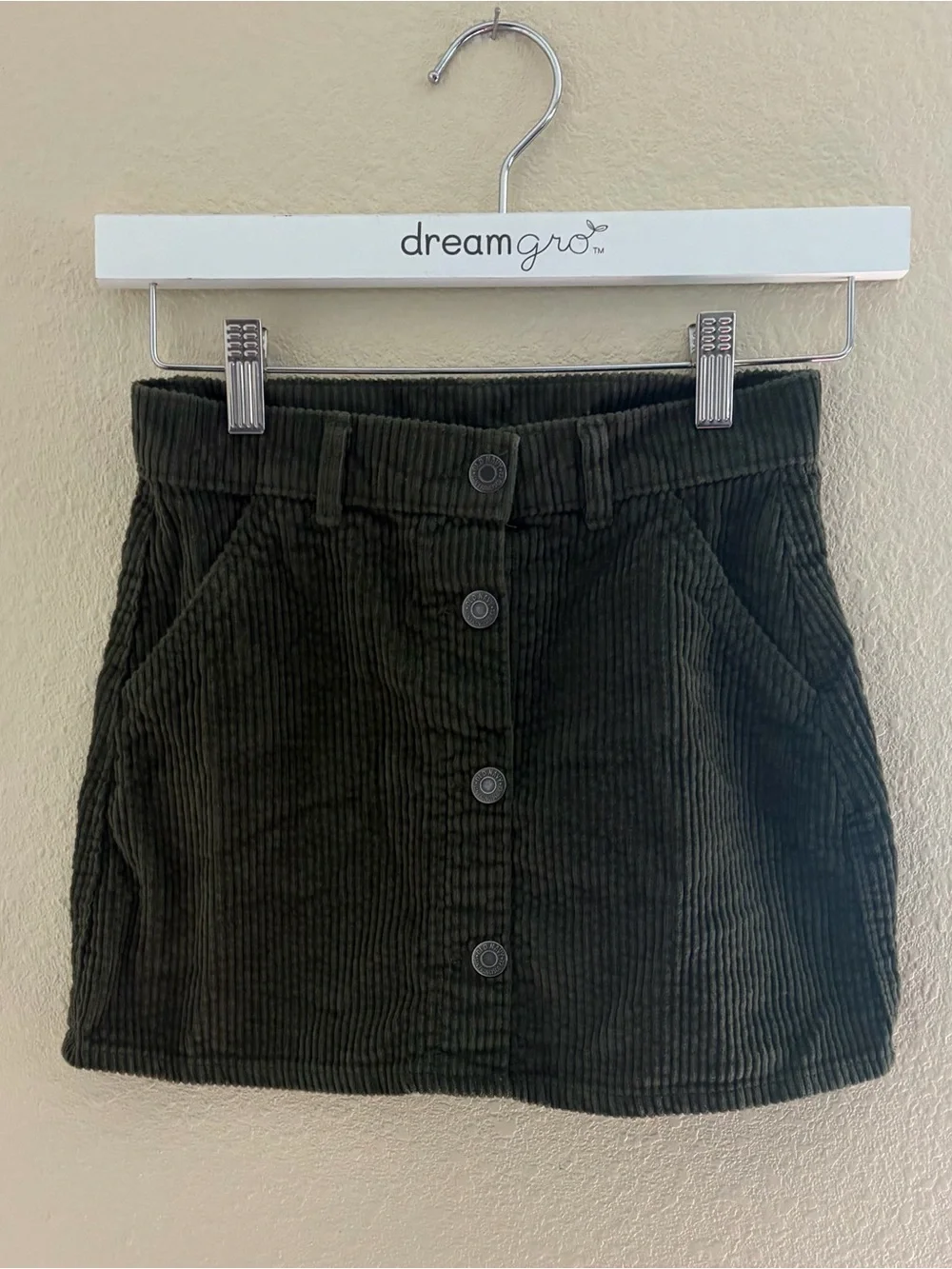 Old Navy Olive Green Corduroy Button-Front Mini Skirt